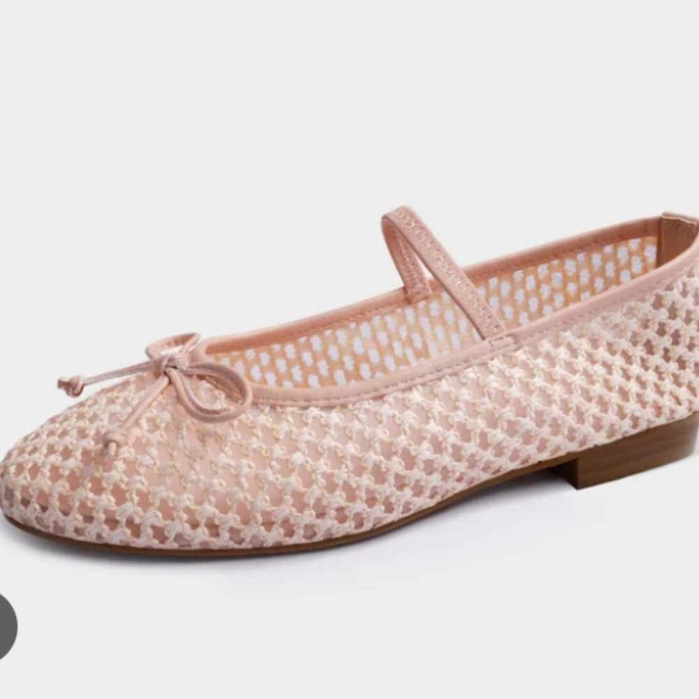MUCCCUTE Apricot Raffia Rownd Toe Mary Jane Ballet Bow Flats Size 8.5 NWT - Picture 5 of 8